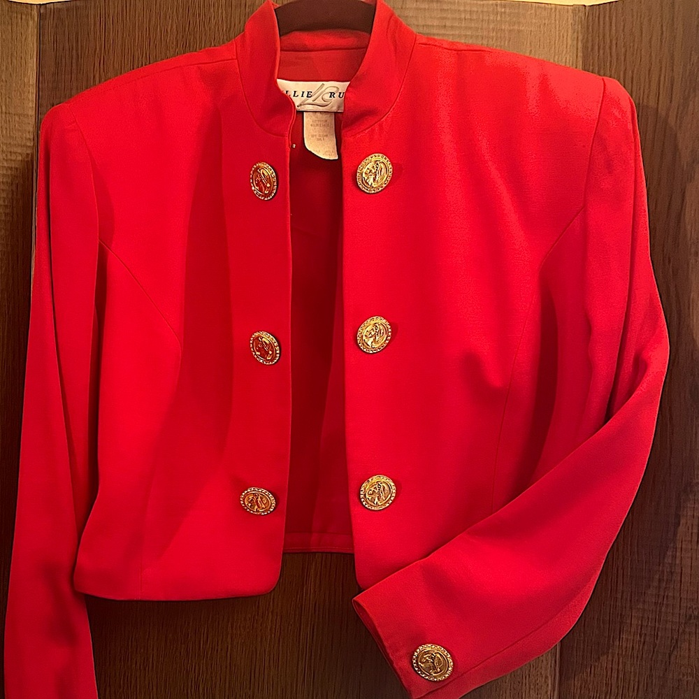 Red Jacket Gold Coin buttons • Lillie Rubin • short women’s jacket